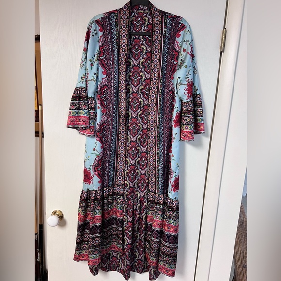 Alice + Olivia Reversible Silk Kimono Duster - Size XS/S - Picture 3 of 5